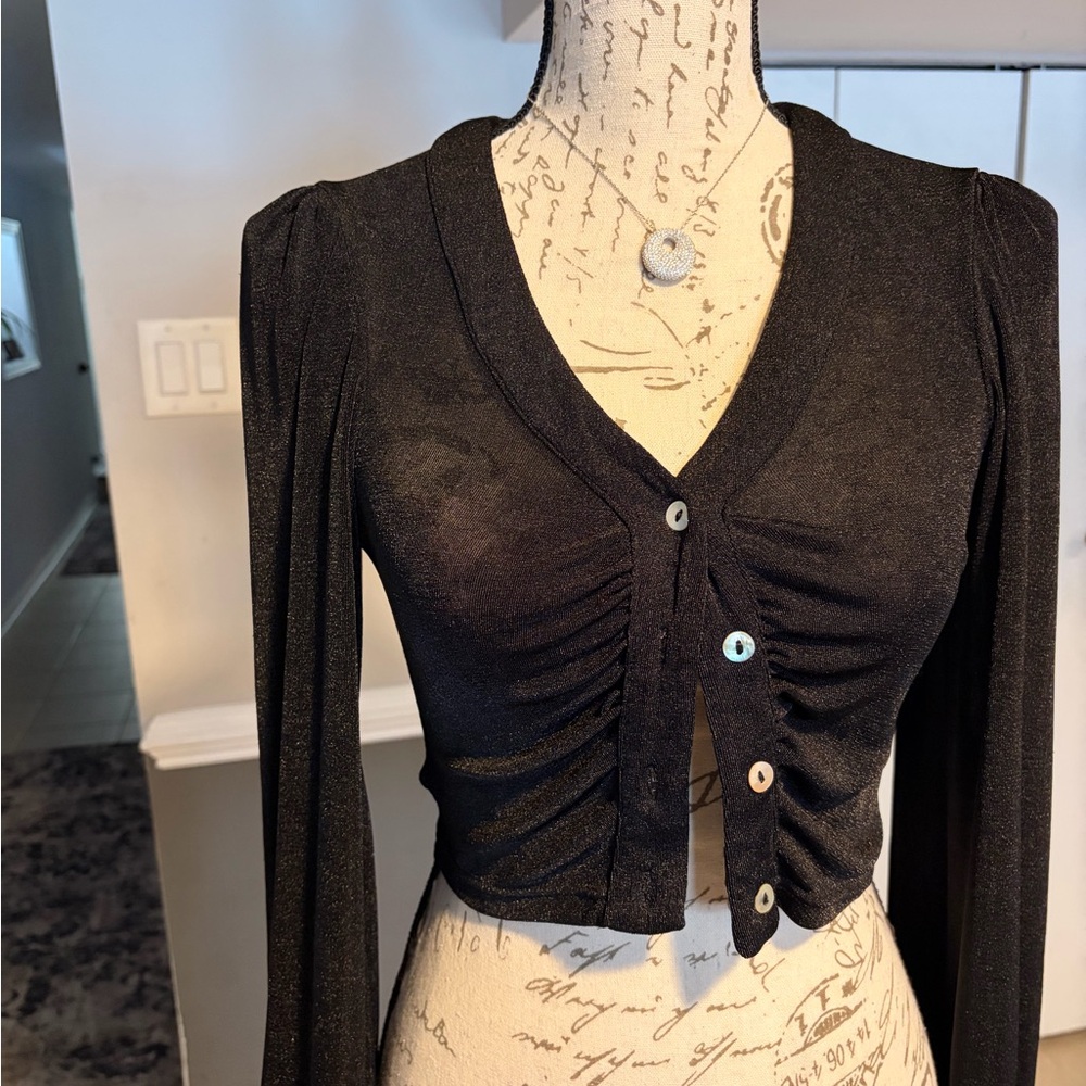 Black Ruched Cardigan